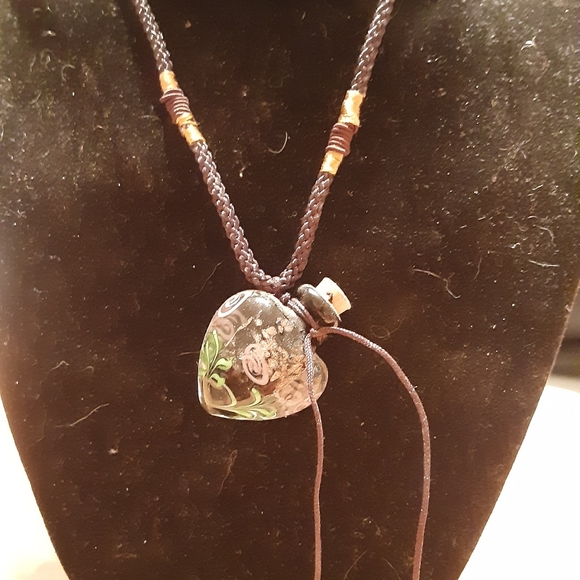 Murano Glass brown oil ashes urn bottle cork penda - Picture 3 of 3